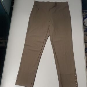 Women's Olive GreenLeggings with Button Detail